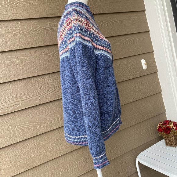 Tiara International Women's Fair Isle Nordic Zip Front Cardigan Sweater - Picture 4 of 15